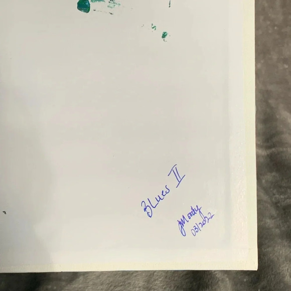 “Blues II” Original art on an 8” x 8” canvas board in various shades of blue - Picture 5 of 7